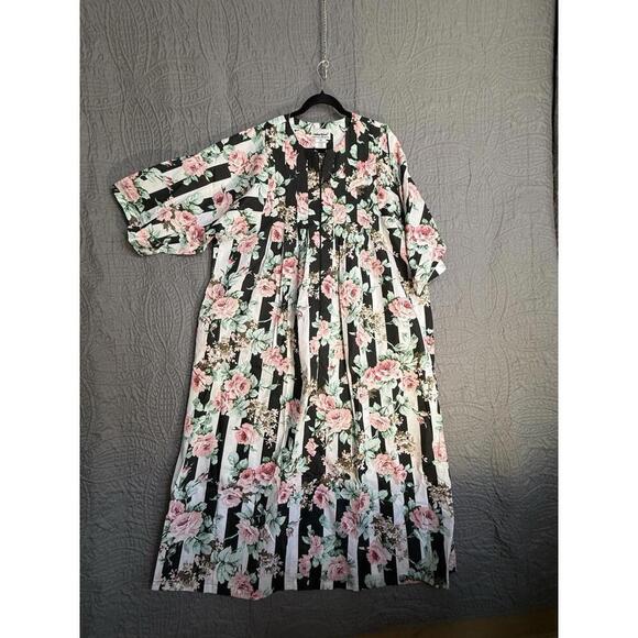 Anthony Richards Women's MUMU Lounge Dress Stripes and Floral Large - Picture 3 of 6